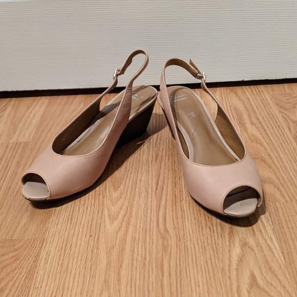 Clarks leather peep-toe wedge heel - Picture 1 of 4